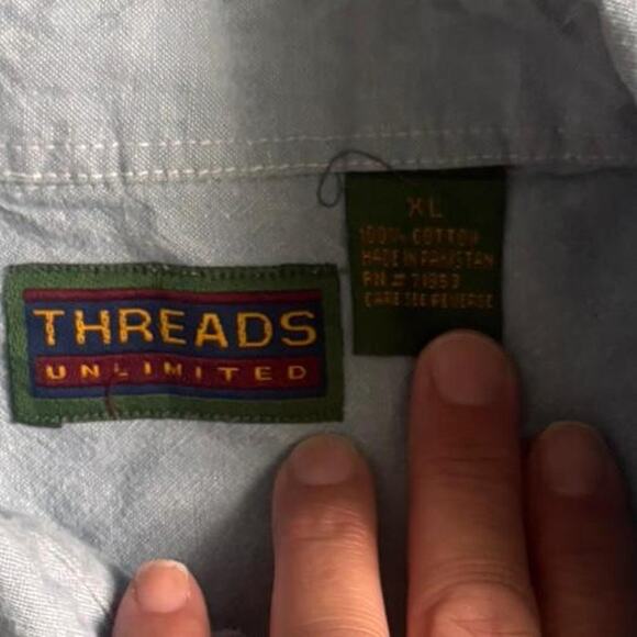 Light denim chambray cotton button up shirt (x-l) - Picture 3 of 3